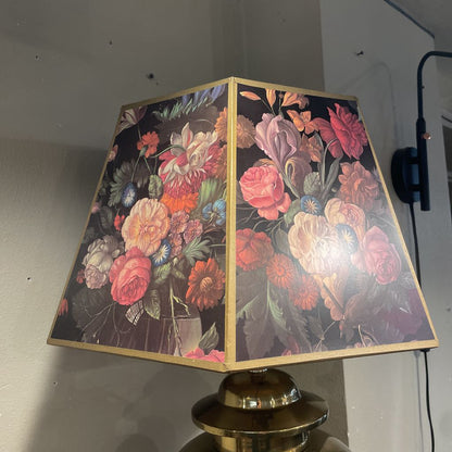 Brass Ginger Jar Lamp w/ Floral Shade LAMPS