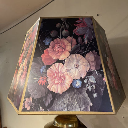 Brass Ginger Jar Lamp w/ Floral Shade LAMPS