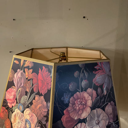 Brass Ginger Jar Lamp w/ Floral Shade LAMPS