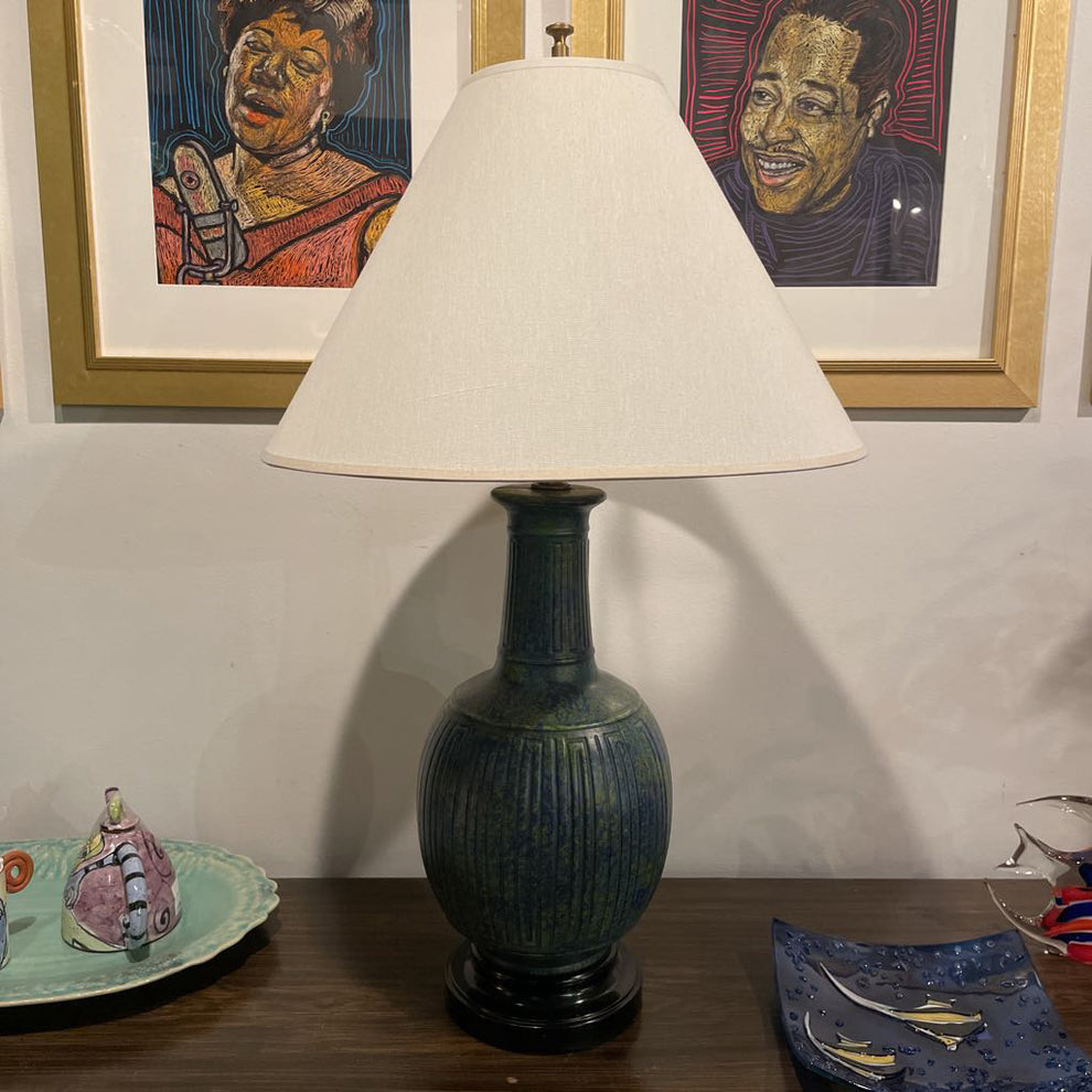 Blue & Green Stippled Lamp – Ballard Consignment