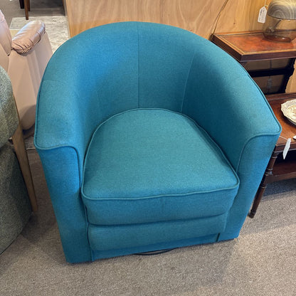Dania Blue Barrell Swivel Accent Chair