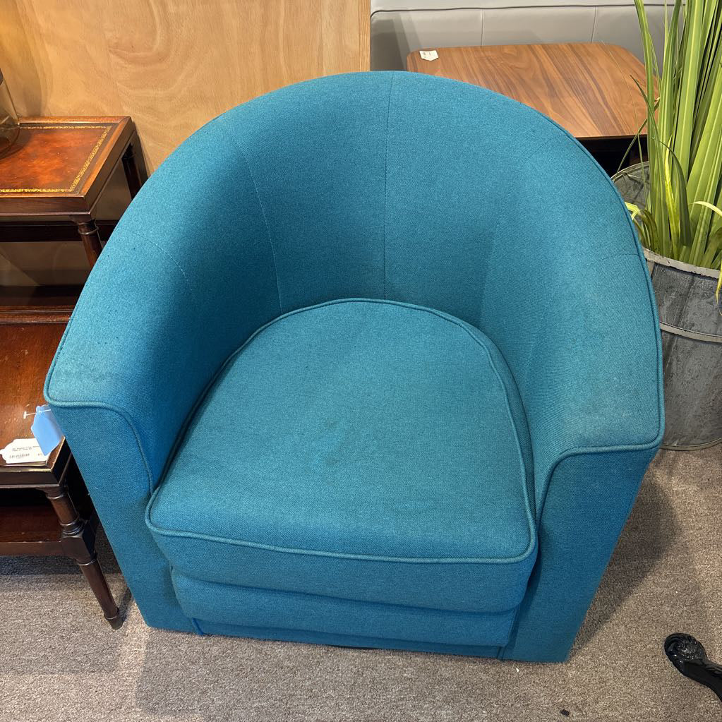 Dania Blue Barrell Swivel Accent Chair