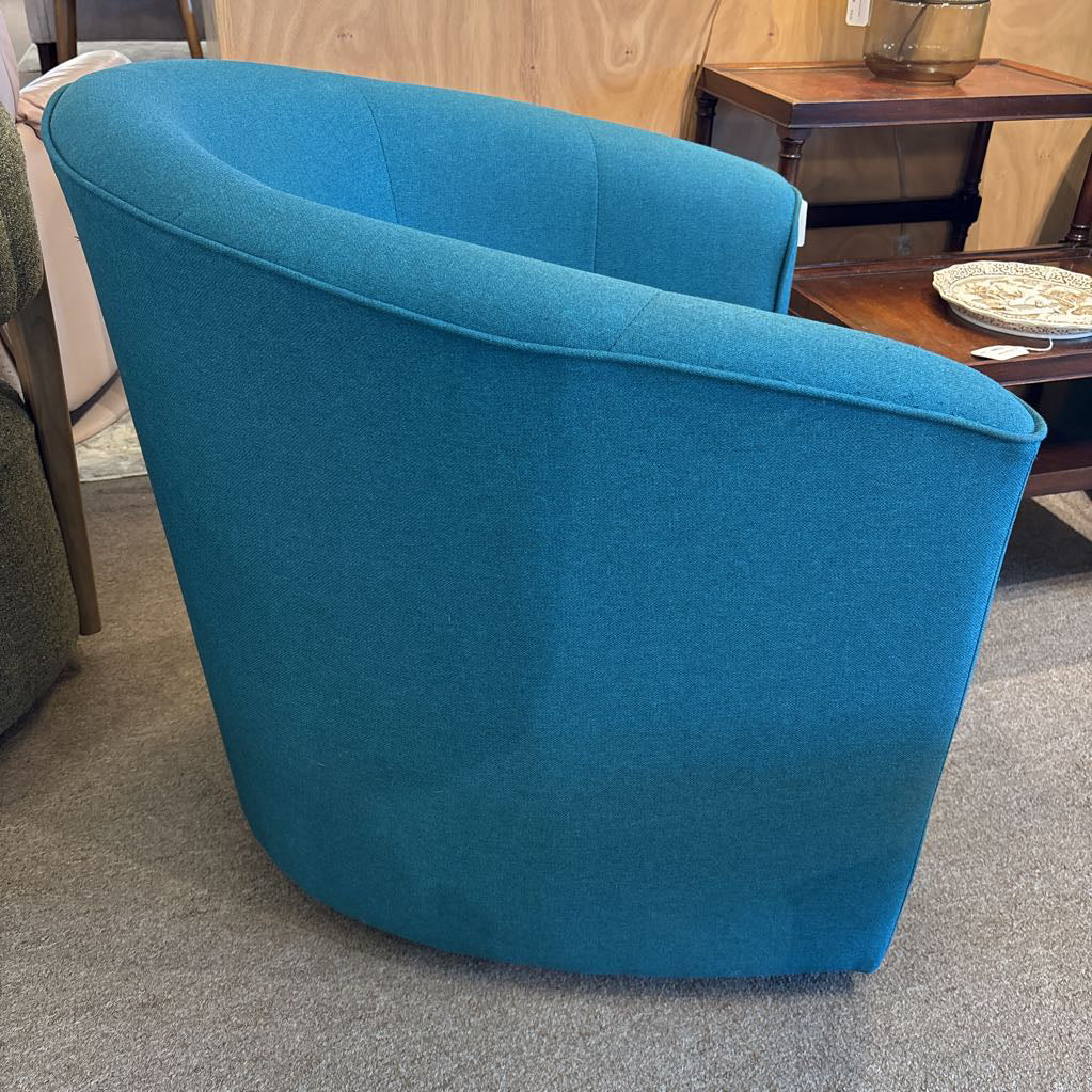 Dania Blue Barrell Swivel Accent Chair