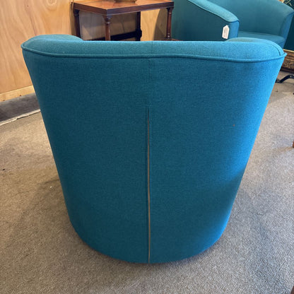 Dania Blue Barrell Swivel Accent Chair