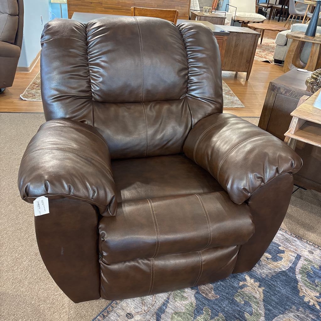 Plush Brown Pleather Rocker Recliner U ACCENT CHAIRS