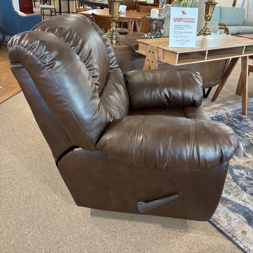Plush Brown Pleather Rocker Recliner U ACCENT CHAIRS