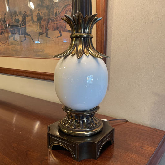 Vintage Stiffel Brass & White Glass Lamp LAMPS