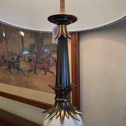 Vintage Brass & White Glass Lamp LAMPS