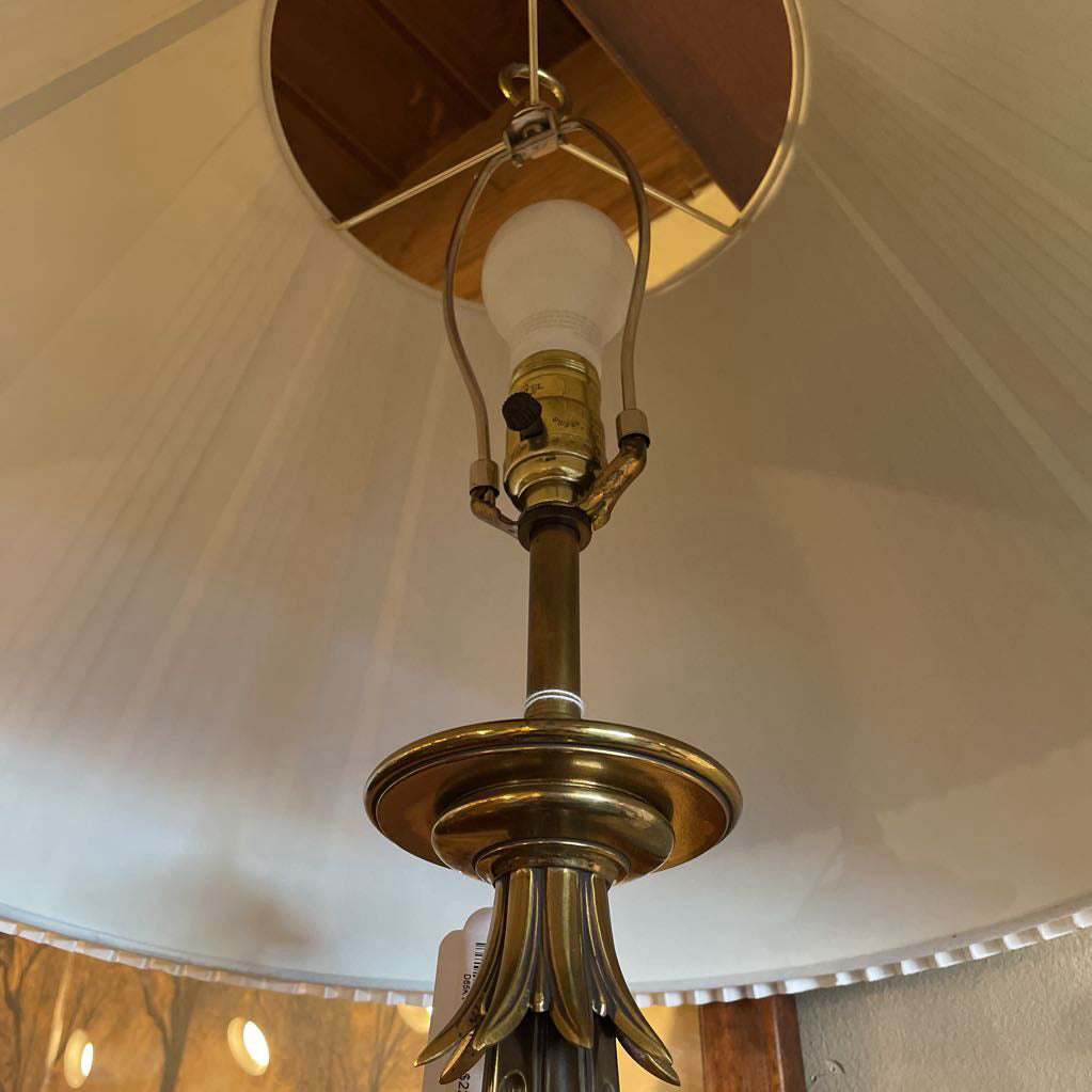 Vintage Brass & White Glass Lamp LAMPS