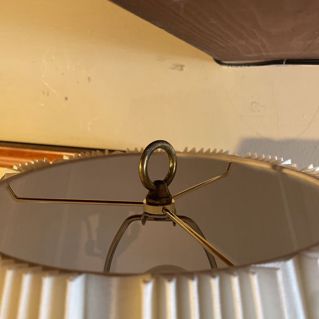 Vintage Brass & White Glass Lamp LAMPS