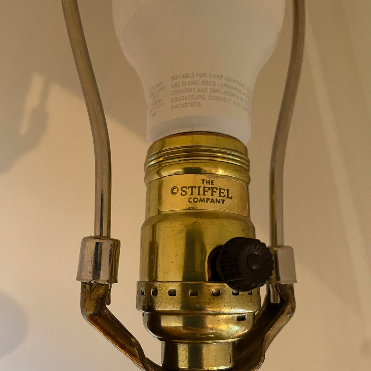 Vintage Brass & White Glass Lamp LAMPS