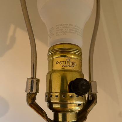 Vintage Brass & White Glass Lamp LAMPS