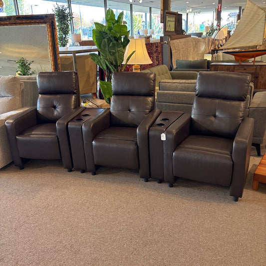 Brown Leather Recliner Modular Sofa w/ Cupholders U SOFAS