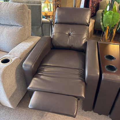 Brown Leather Recliner Modular Loveseat w/Cupholder