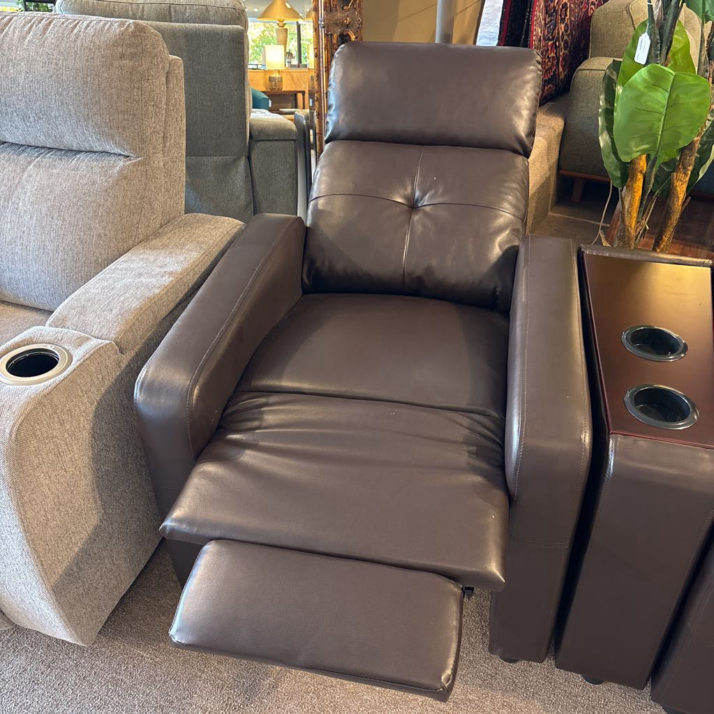 Brown Leather Recliner Modular Sofa w/ Cupholders