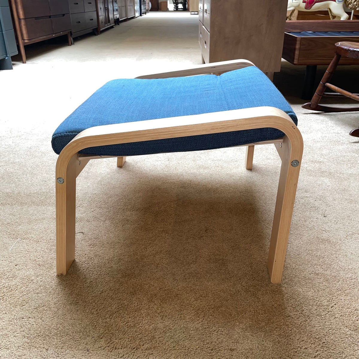Dark Blue and Blonde Wood Ikea Poang Accent Chair w/ Ottoman U ACCENT CHAIRS