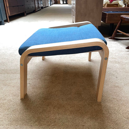 Dark Blue and Blonde Wood Ikea Poang Accent Chair w/ Ottoman U ACCENT CHAIRS