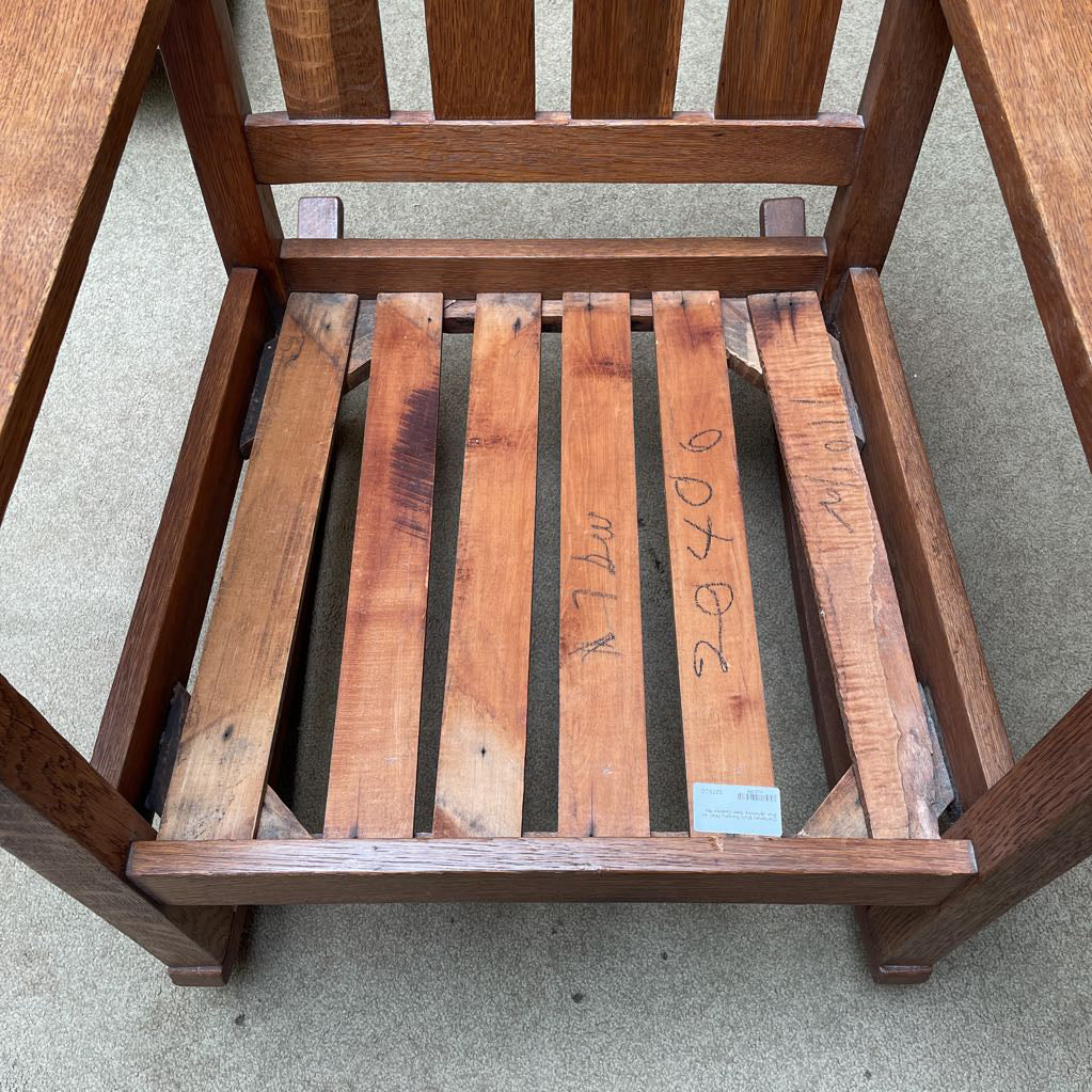 Craftsman Style Rocking Chair w/ Blue Upholstry Seat Cushion U ACCENT CHAIRS