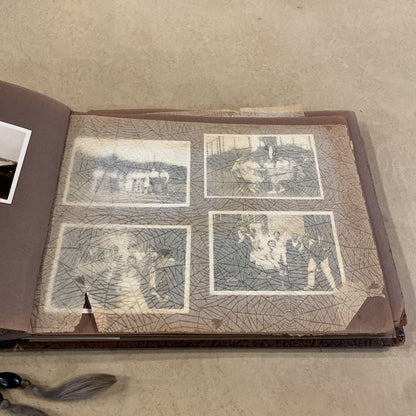 Album of Old German Relatives with Brown Leather Cover UNIQUE FINDS