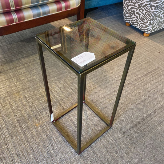 Metal & Smoked Glass Plant Stand OUTDOOR