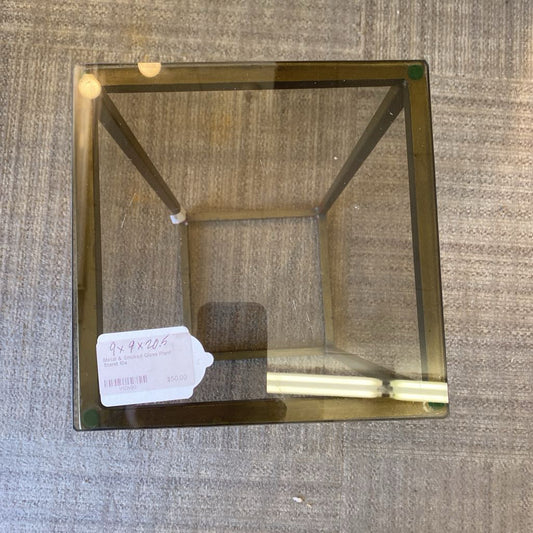 Metal & Smoked Glass Plant Stand OUTDOOR