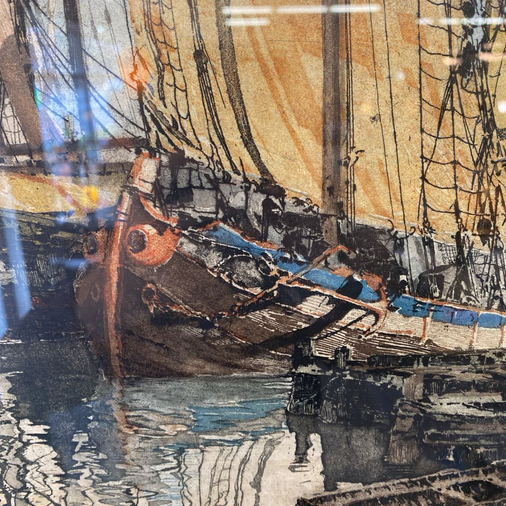 Franz X Wolf Shipyard Etching ART