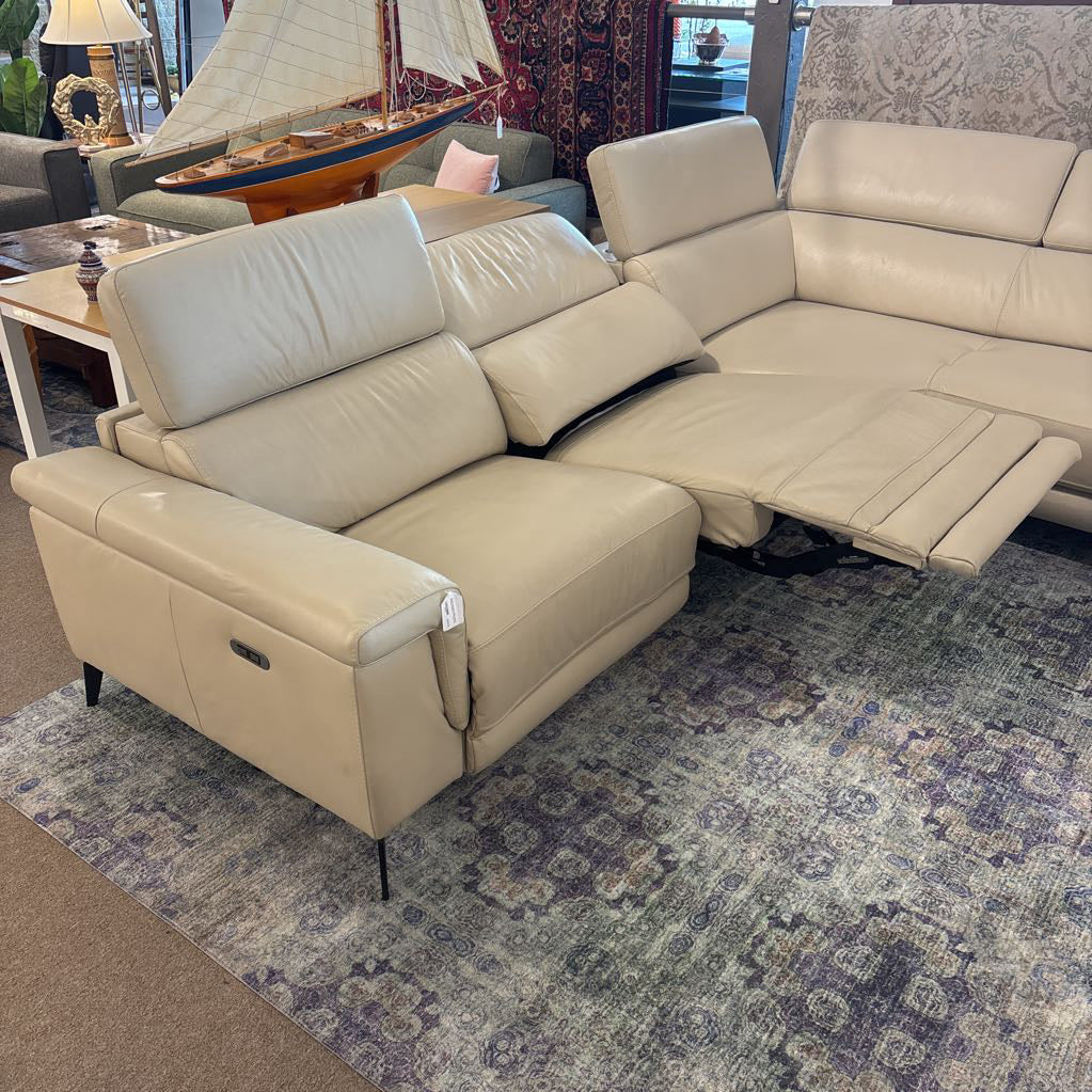 Kasala Top-grain Leather Power Reclining Sectional w/ Chaise