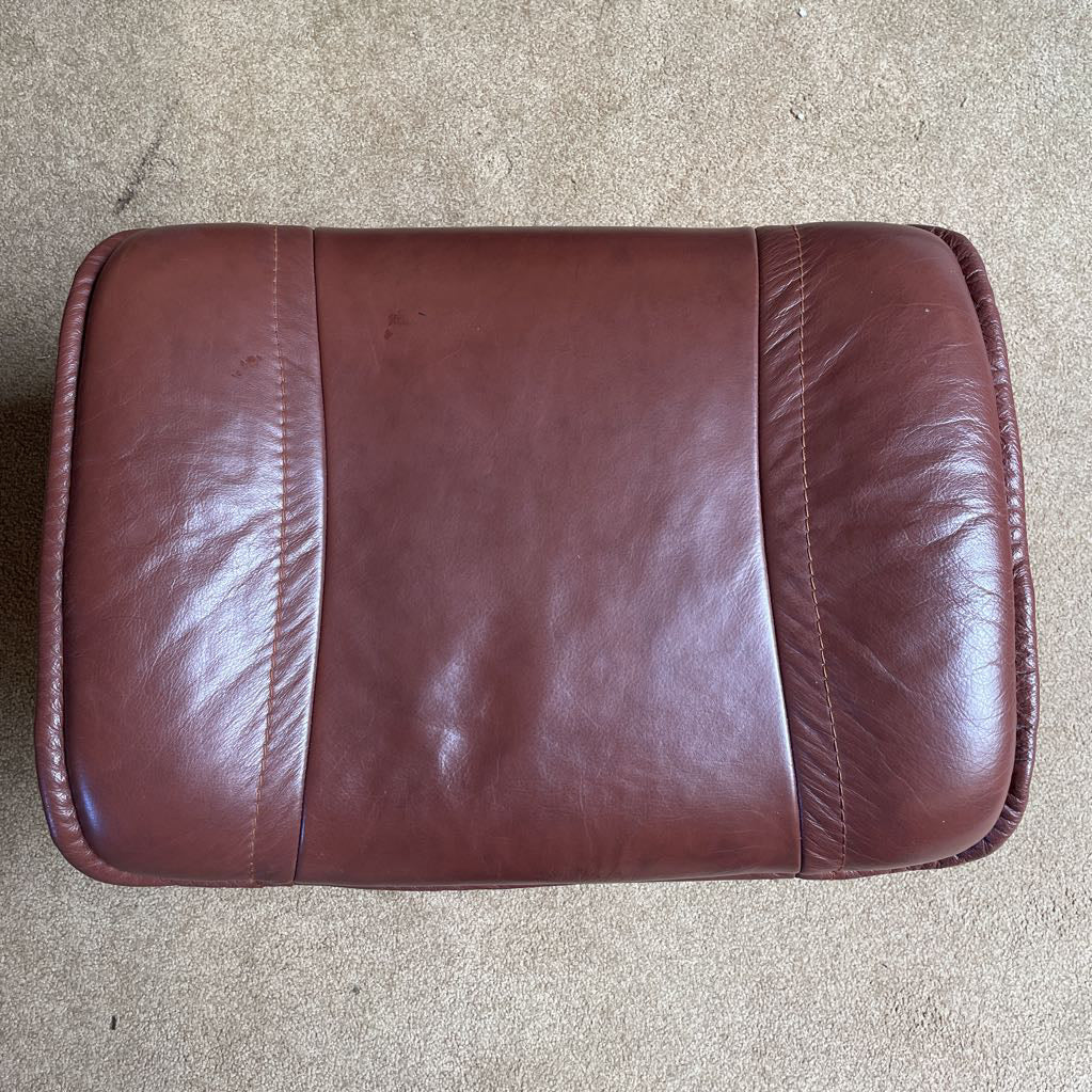 Ekornes Stressless Burgundy Leather Chair + Ottoman U ACCENT CHAIRS