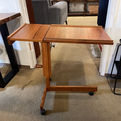 MCM Danish Teak Rolling Adjustable Tray Table