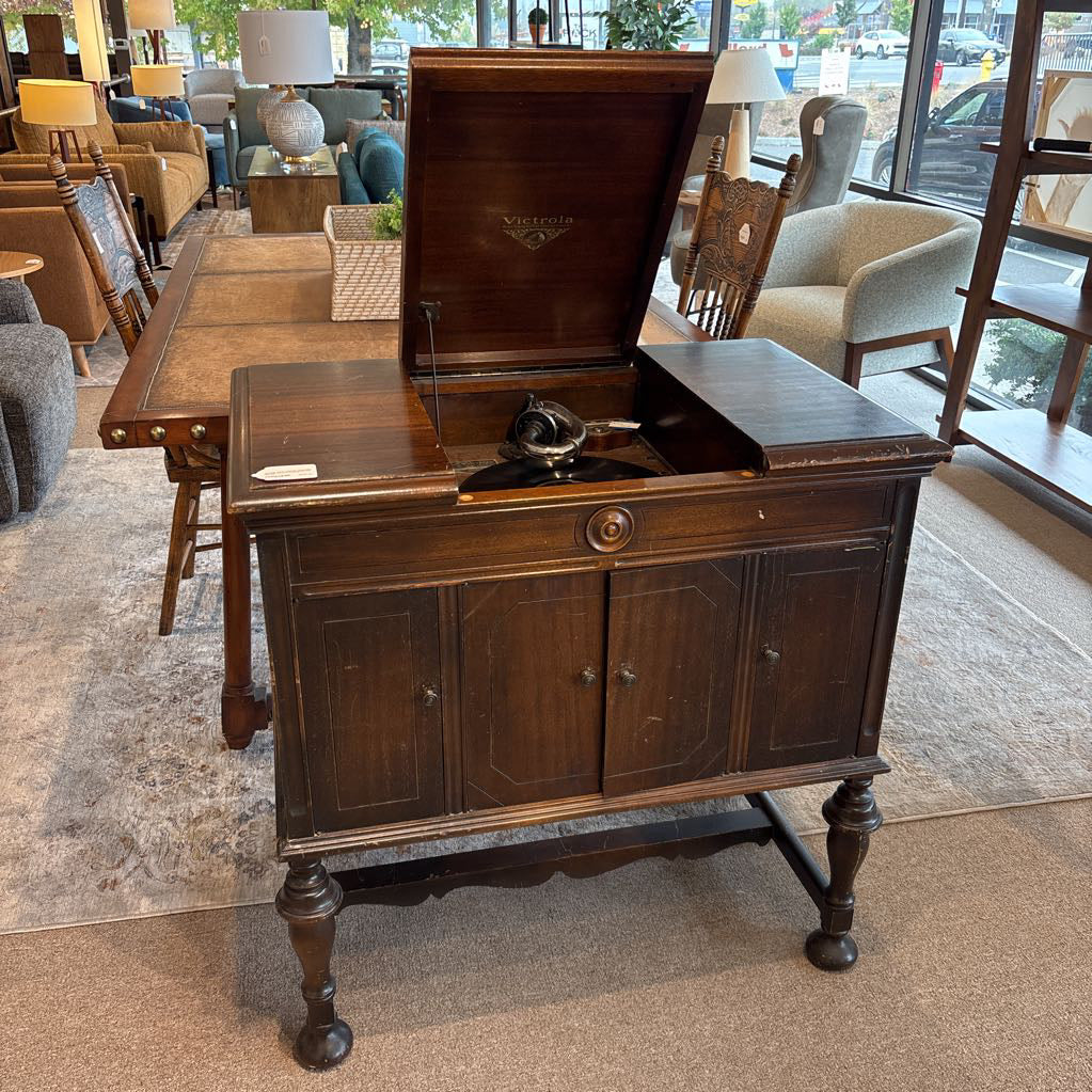 Antique Victor Victrola "Granada" Flat-top Console Phonograph (AS IS) UNIQUE FINDS