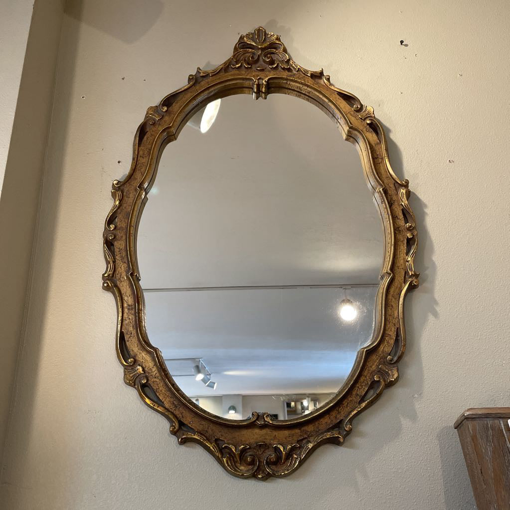 Large Oval Mirror with Fancy Gold Frame C MIRRORS