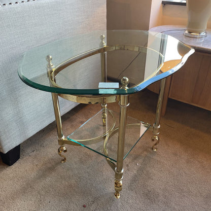 Hollywood Regency Gold & Glass Side Table C SIDE TABLES