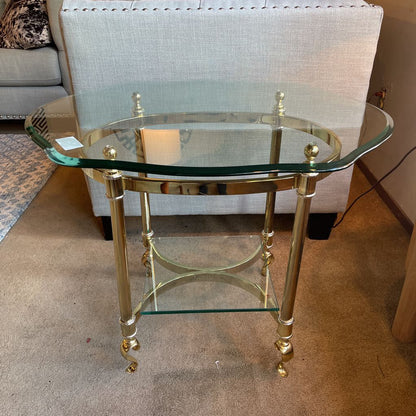 Hollywood Regency Gold & Glass Side Table C SIDE TABLES