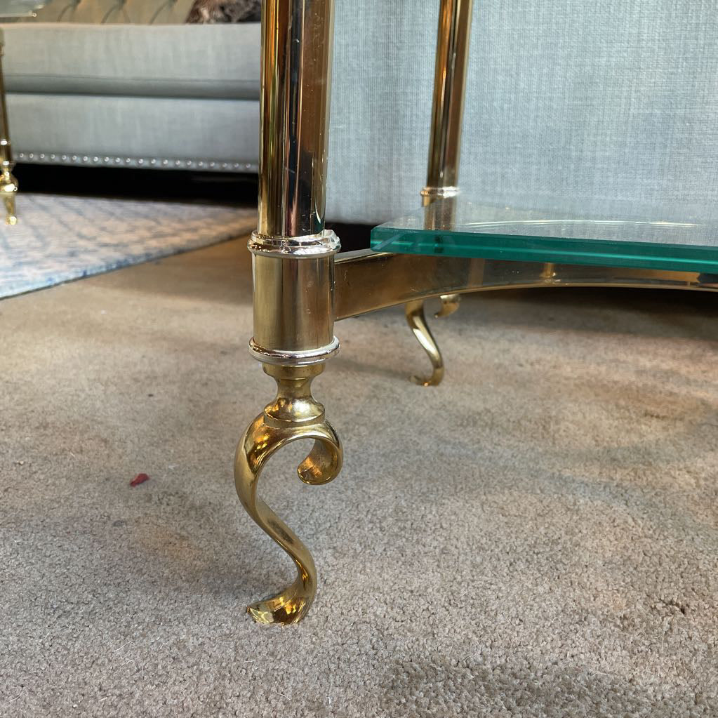 Hollywood Regency Gold & Glass Side Table C SIDE TABLES
