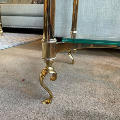 Hollywood Regency Gold & Glass Side Table C SIDE TABLES