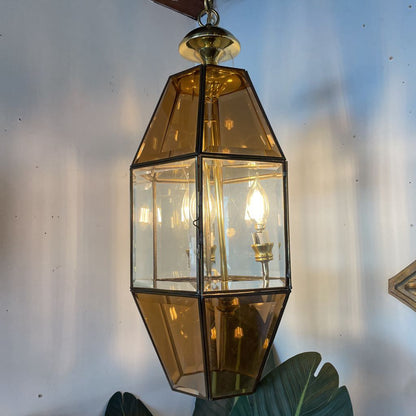 Smoke Glass Panels Vintage Hanging Light