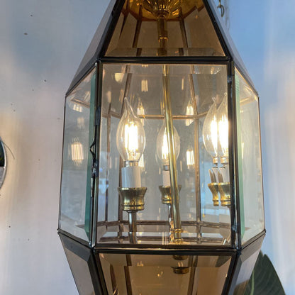 Smoke Glass Panels Vintage Hanging Light