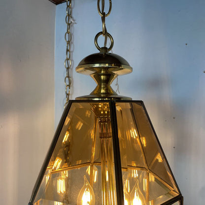 Smoke Glass Panels Vintage Hanging Light