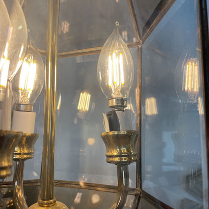 Smoke Glass Panels Vintage Hanging Light