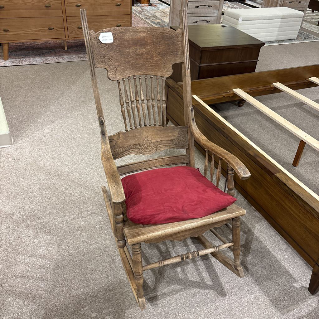 Vintage Rocker w/Red Cushion Seat U ACCENT CHAIRS