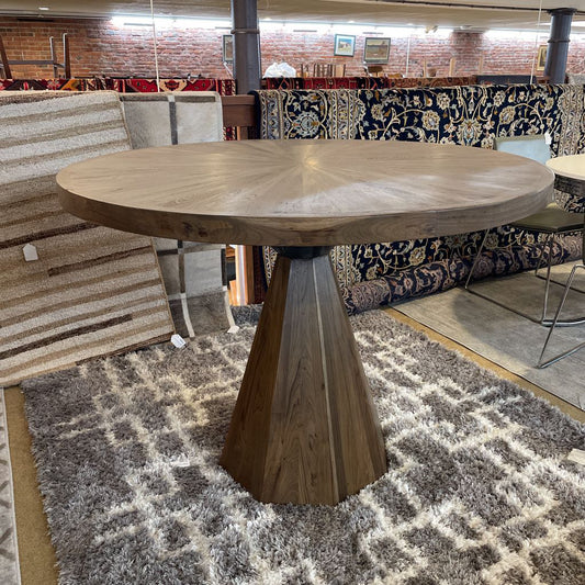 HTD Eiffel Teakwood Round Bar Table w/ Marble Orb Base C DINING TABLES ROUND