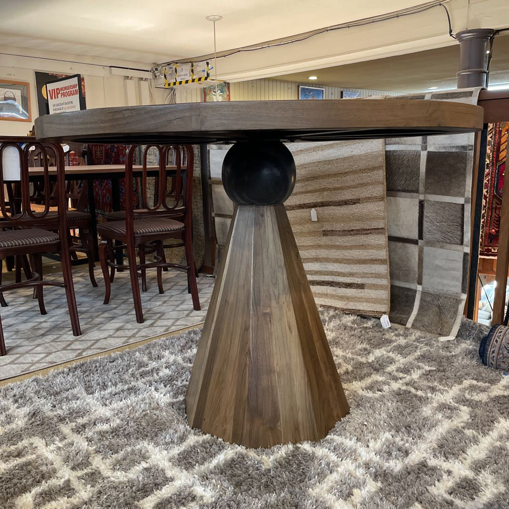 HTD Eiffel Teakwood Round Bar Table w/ Marble Orb Base
