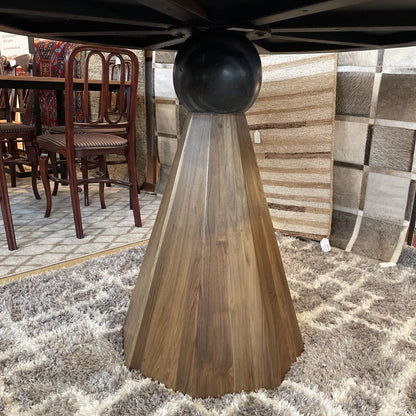 HTD Eiffel Teakwood Round Bar Table w/ Marble Orb Base