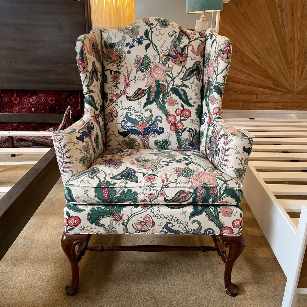 Beige & Colorful Floral Upholstry Cabriole Leg Accent Chair U ACCENT CHAIRS