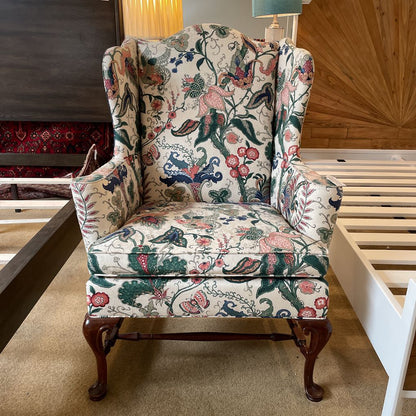 Beige & Colorful Floral Upholstry Cabriole Leg Accent Chair U ACCENT CHAIRS
