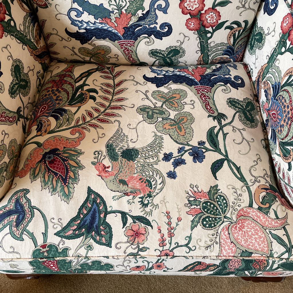 Beige & Colorful Floral Upholstry Cabriole Leg Accent Chair U ACCENT CHAIRS