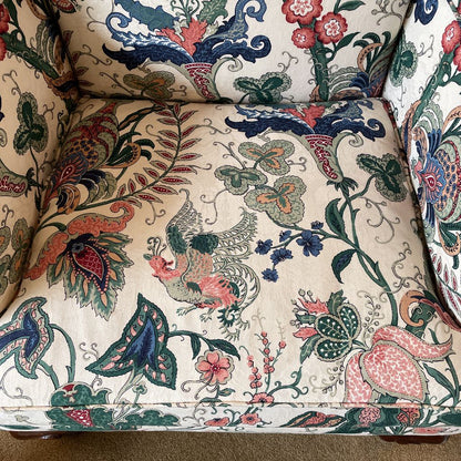 Beige & Colorful Floral Upholstry Cabriole Leg Accent Chair U ACCENT CHAIRS