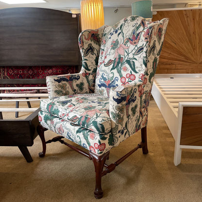 Beige & Colorful Floral Upholstry Cabriole Leg Accent Chair U ACCENT CHAIRS