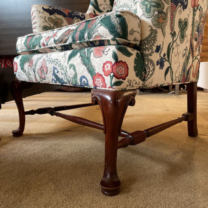 Beige & Colorful Floral Upholstry Cabriole Leg Accent Chair U ACCENT CHAIRS