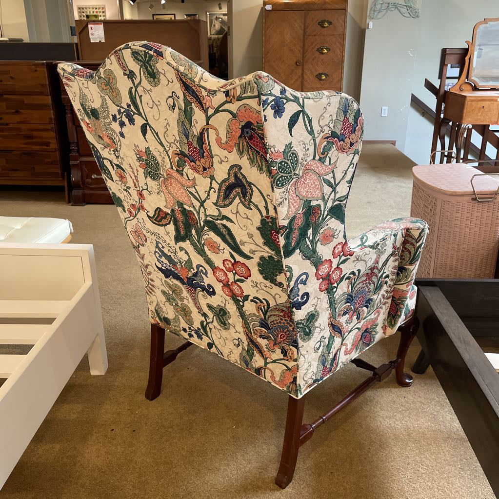 Beige & Colorful Floral Upholstry Cabriole Leg Accent Chair U ACCENT CHAIRS
